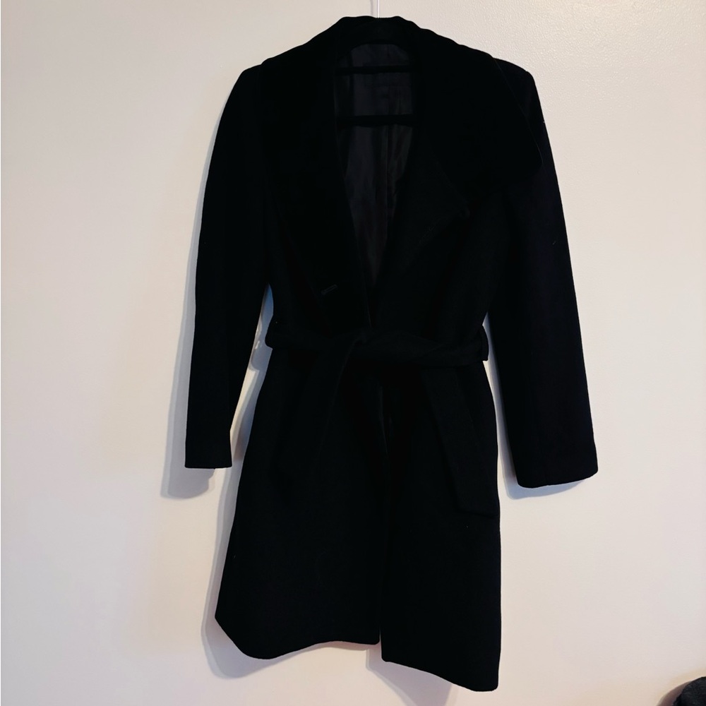 Mine black dress coat trench, overcoat, perfect for winter.  Size small.